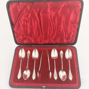 Silver spoons & Sugar Tongs set