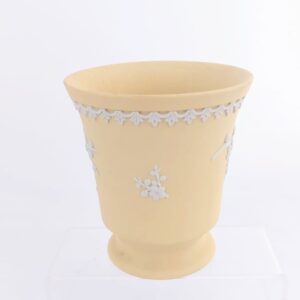 Rare wedgwood primrose yellow jasperware trumpet vase