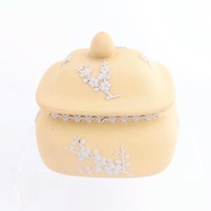Rare Wedgwood Primrose yellow Jasperware Pagoda box