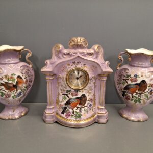 Antique Porcelain Mantle Clock set