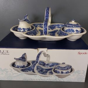 Spode Blue Italian basket with tea and coffee set
